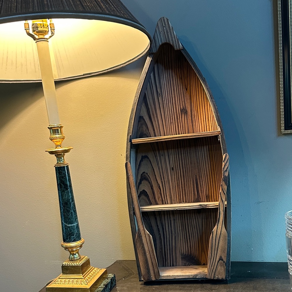 Rustic Wooden Boat Shelf - Brown